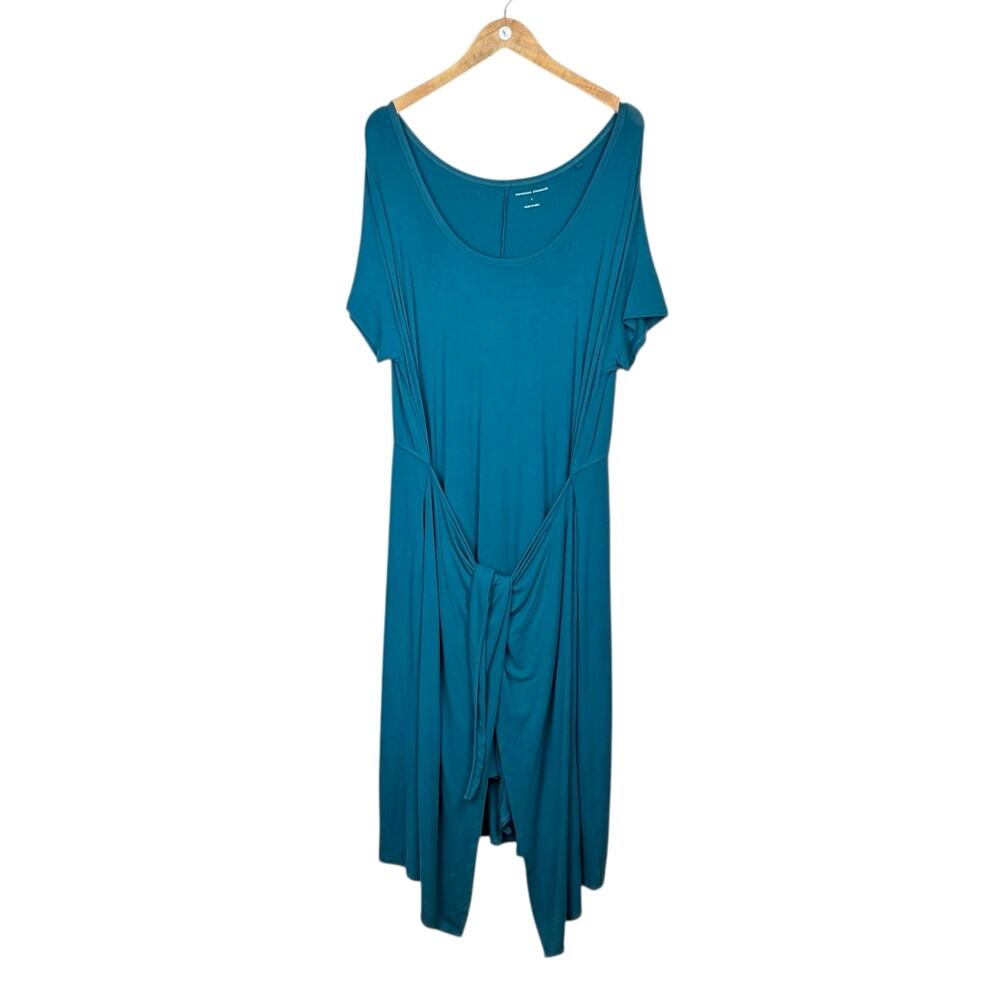 Universal Standard Lg Teal Palermo Divine Jersey Tie Up Wrap Summer Dress